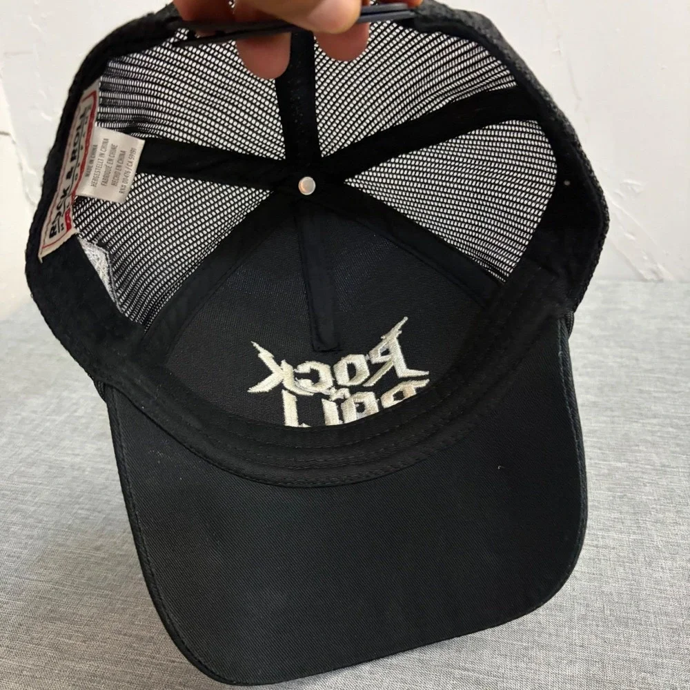 American Needle Trucker Hat Mens OSFA‎ Blk Rock & Roll Hall of Fame Y2K Mesh Cap